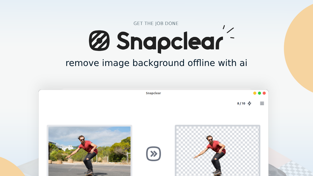 Snapclear 1.0.0 - 使用AI离线免费移除图像背景 Snapclear 1.0.0 - 使用AI离线免费移除图像背景